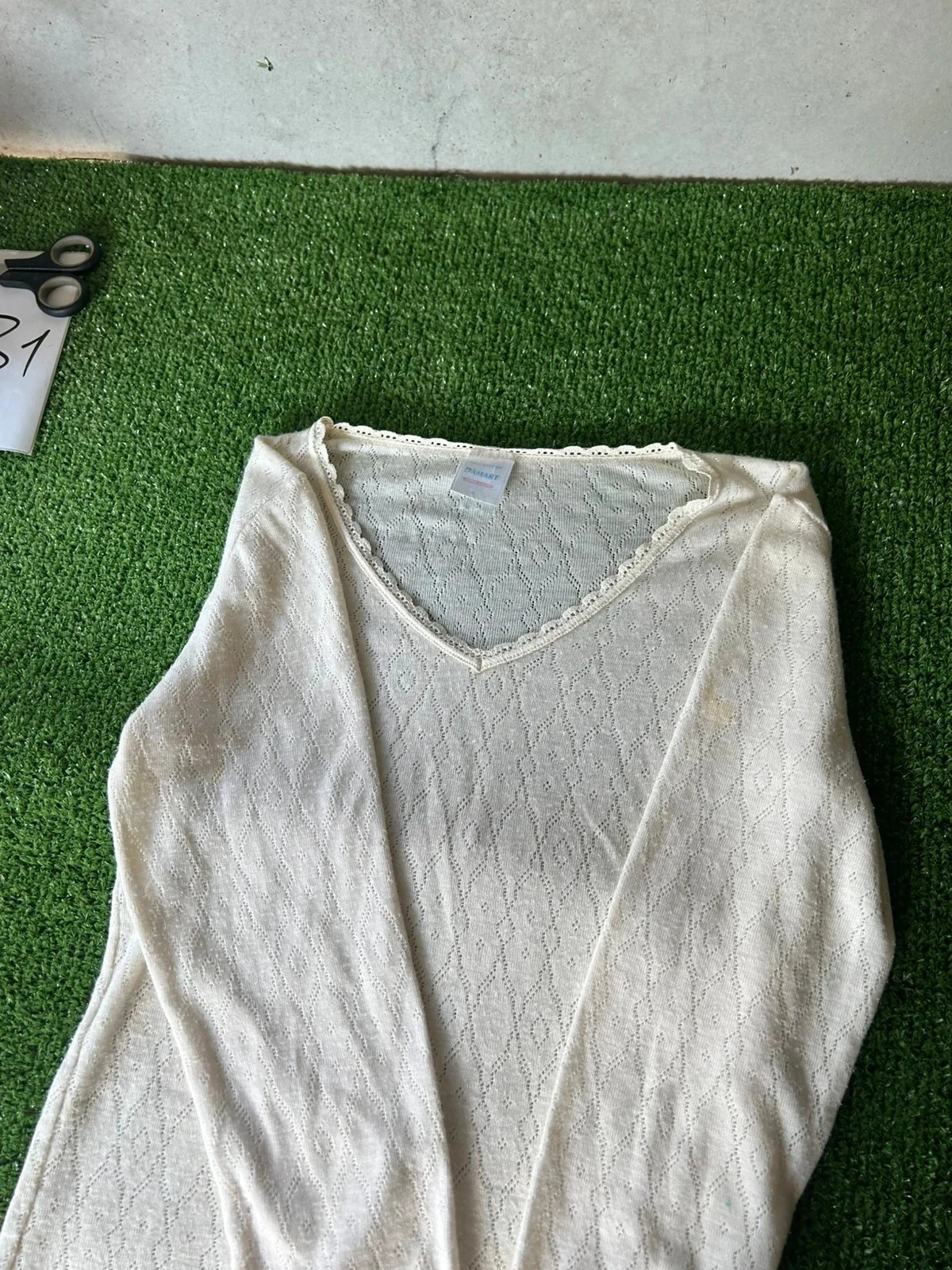 Cream white long Damart sweater size S – photo 9